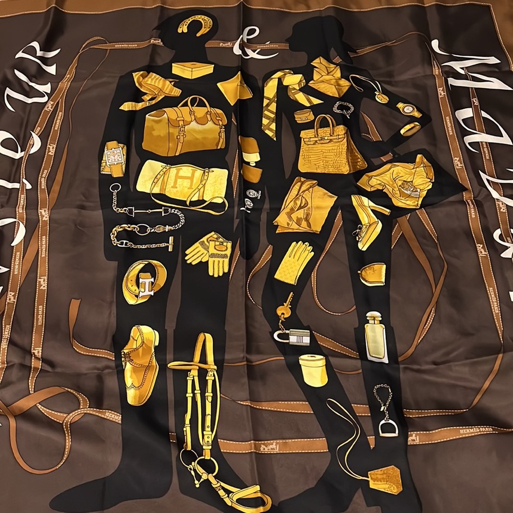 authentic HERMES scarf, 100% silk - Picture 7 of 9